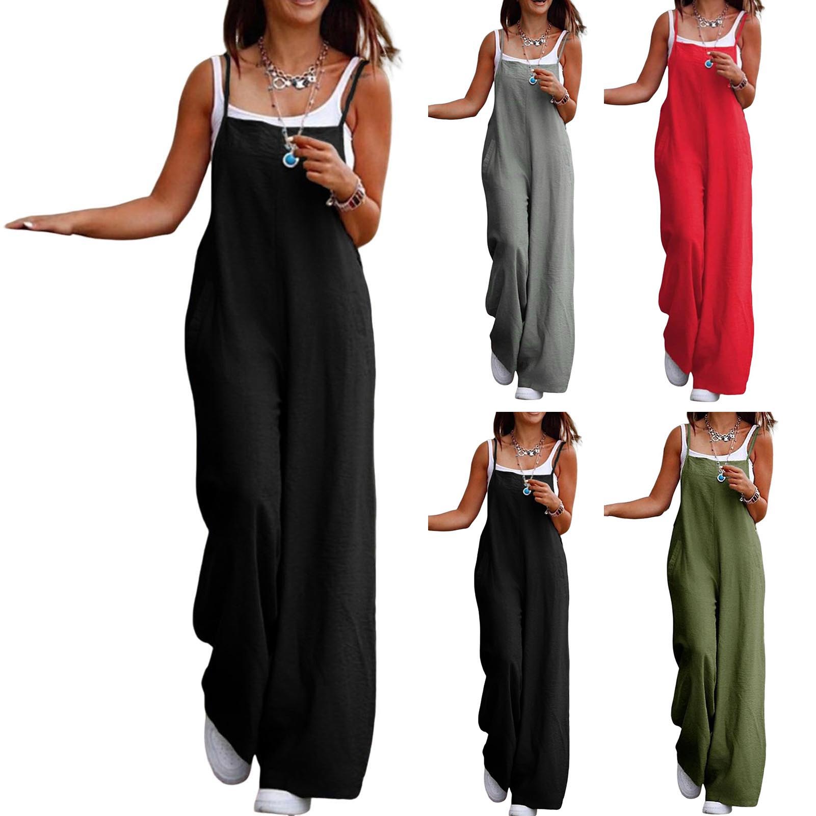 Women'S Fashion Overalls - Rahat gevşek tulum kadın spagetti uzun