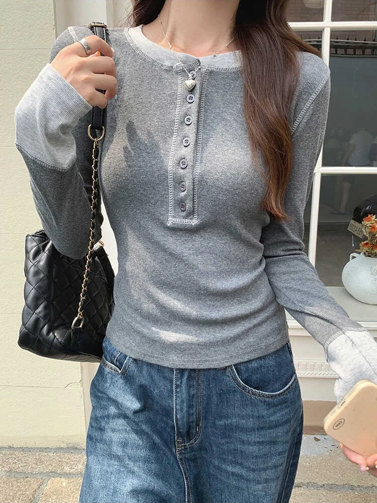 Women'S Fashion Tops - Y2K Patchwork Tişört 2025, Kontrast Renkli