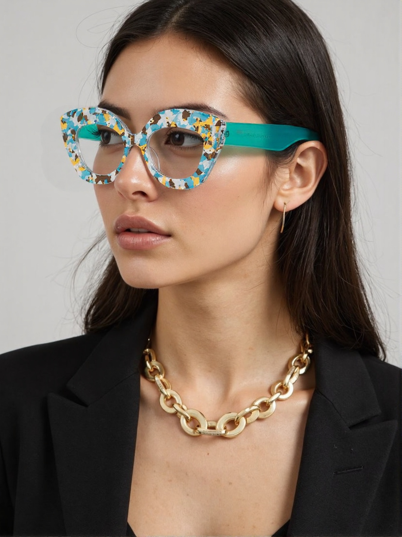 Women'S Fashion Glasses Non Prescription - Büyük Çerçeveli Kedi Gözü Çiçek Desenli
