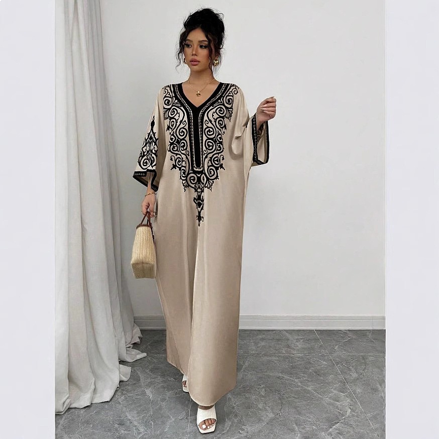Maxi Dress Boho - V Yaka Çiçek Desenli Maxi Elbise
