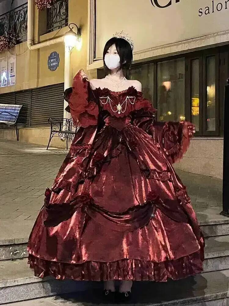 Women Fashion Reddit - Güzellik Prenses Elbise Kırmızı Lolita Etek