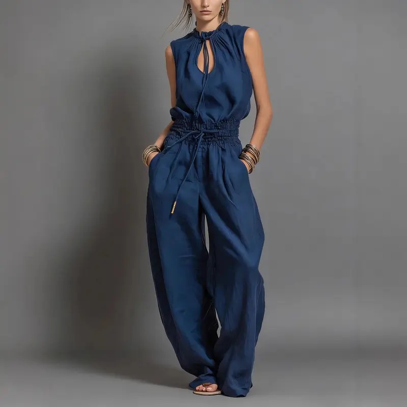 Women'S Fashion Overalls - Kadın tulumlar yaz için kolsuz elastik