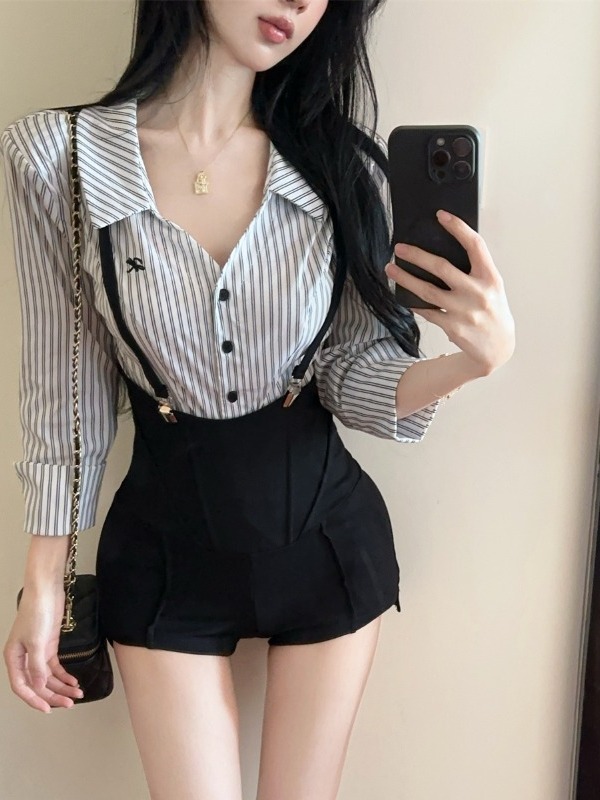 Moda Çizgili Gömlek Uzun Kollu - Women'S Fashion Overalls incelemesi ve fiyatı