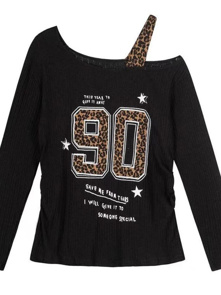 Y2K Patchwork Leopar Desenli T - Women'S Fashion Tops incelemesi ve fiyatı
