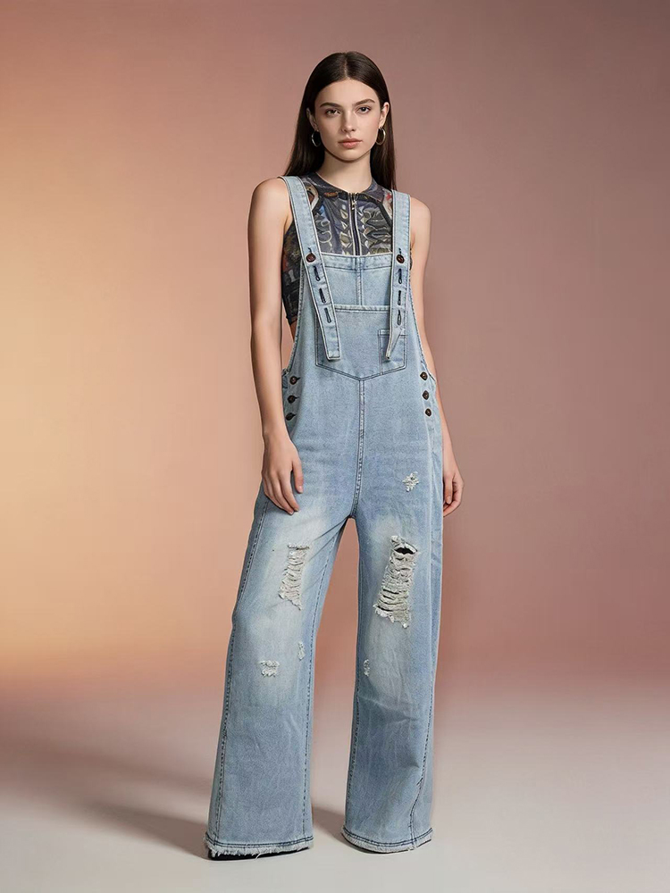 Moda Retro Yırtık Delikli Deni - Women'S Fashion Overalls incelemesi ve fiyatı