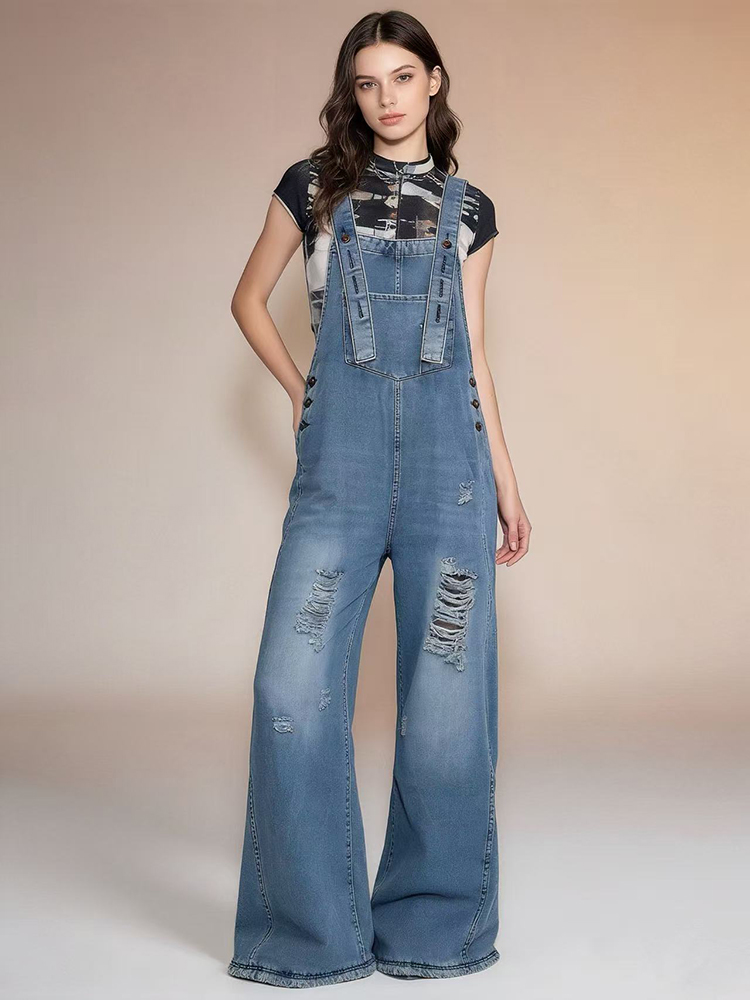 Moda Retro Yırtık Delikli Deni - Women'S Fashion Overalls incelemesi ve fiyatı