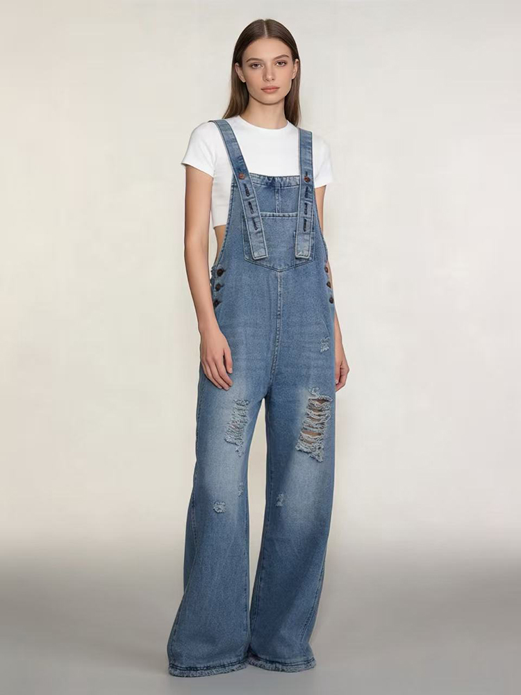 Moda Retro Yırtık Delikli Deni - Women'S Fashion Overalls incelemesi ve fiyatı
