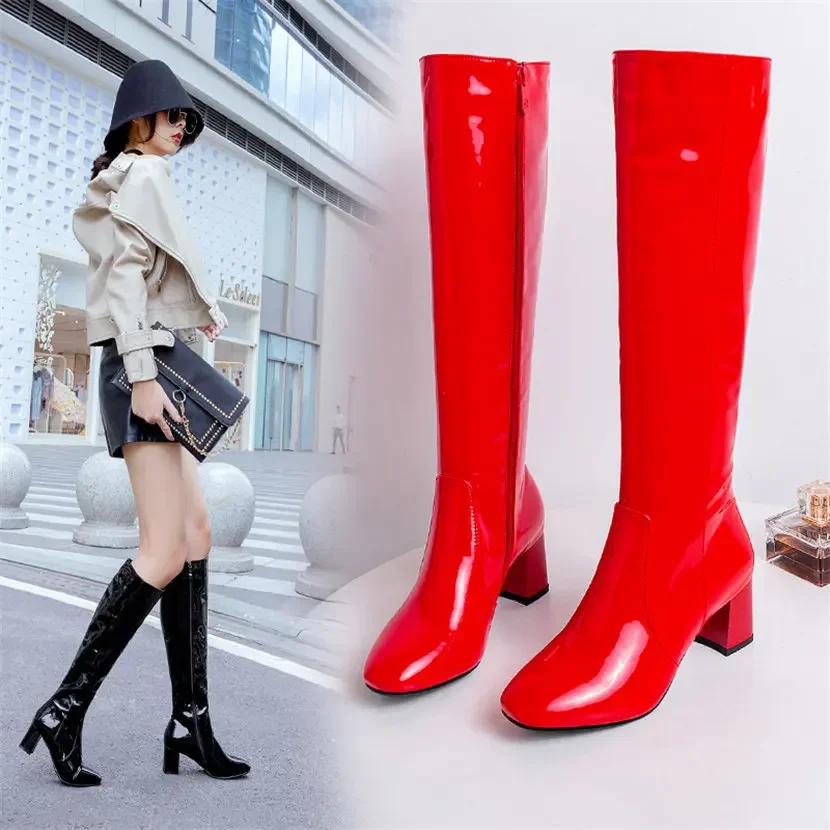 Kırmızı beyaz rugan kadın diz  - Women Fashion Reddit incelemesi ve fiyatı