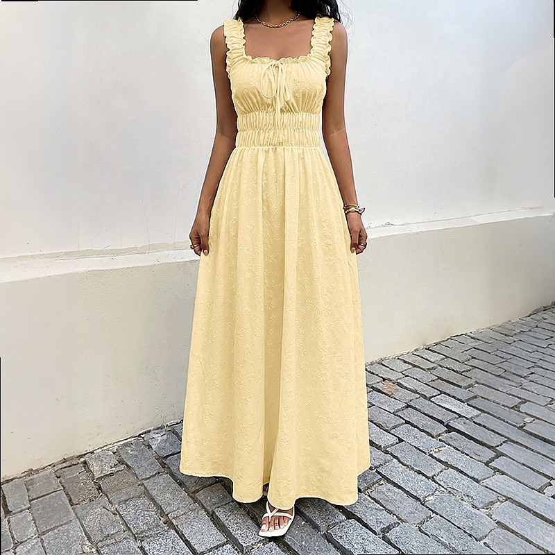 Yazlık Kolsuz Kare Yaka Elbise - Maxi Dress Boho incelemesi ve fiyatı