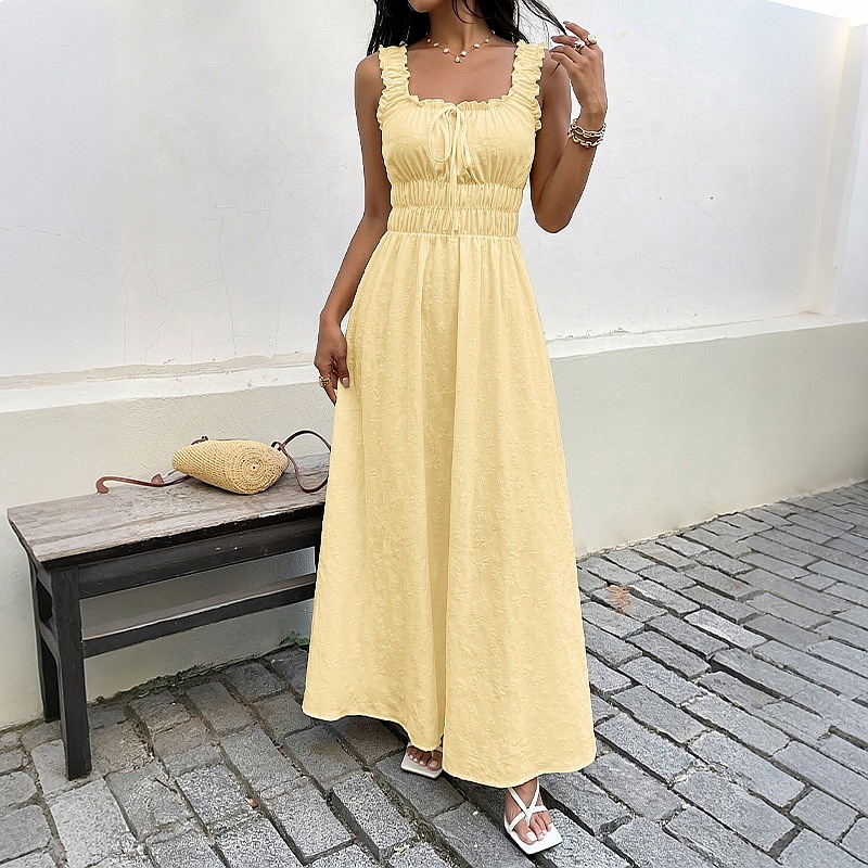 Yazlık Kolsuz Kare Yaka Elbise - Maxi Dress Boho incelemesi ve fiyatı
